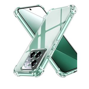 جراب متوافق مع هاتف Xiaomi 14 Pro، جراب سيليكون شفاف من مادة TPU المقاومة للصدمات، يحمي الكاميرا من الصدمات، زوايا مقاومة للصدمات - شفاف