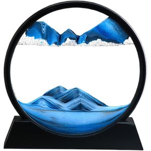 Dynamic 3D Moving Sand Art Board with Fluid Motion and Circular Design to Reduce Stress - 7 Inch, Blue