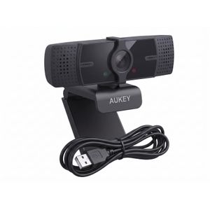 Aukey كاميرا ويب بدقة 1080P باللون الأسود مع ميكروفون رقمي مدمج، مناسبة للاجتماعات والبث المباشر والتعليم عن بعد