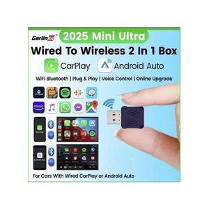 Carlink CarlinKit Mini Ultra Wireless Android Auto & CarPlay Adapter,Convert Wired to Wireless for OEM Vehicles Compatible with Wired CarPlay & Android Auto Cars Upgrade BT 5.4GHz Wifi 5.8GHz OTA Upgrade