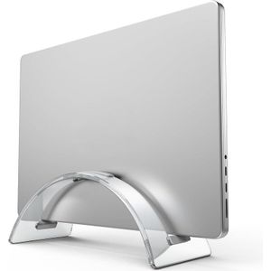 BEST MEDIA  Vertical Laptop Stand for Desk Space-Saving Acrylic Desktop Notebook Dock and Holder Organizer for MacBook Surface and HP Laptops - 15L x 9W x 5H cm - Single Slot - 1 piece - Clear