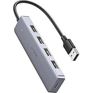 Ugreen USB 3.0 Hub 4 Port Ultra Slim Data Hub with 5V Micro USB Power Compatible for MacBook Mac Pro Mini, iMac, Surface Pro, XPS, IdeaPad, MateBook X Pro, Notebook PC, USB Flash Drives, Mobile HDD