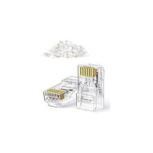 Ugreen  (25096) RJ45 Connector Cat6 50 Pack RJ45 Non-Passthrough Plug Ethernet Cable Crimp LAN Connector Crystal Unshielded Crimp Connector Gold Plated Network Plug for Solid Wire and Standard Cable