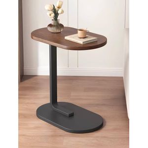 C Shape Wooden Side Table with Metal Frame Jumbo Size Multi Purpose Table