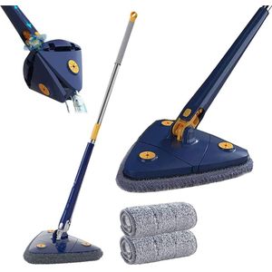 360° Rotatable Adjustable Cleaning Mop, Triangle Microfiber Mop with Long Handle, Extendable Triangle Cleaning Mop, Imitation Hand Twist Quick Dry Mop, Wet Dry Shower Scrubber Brush for Windows Floor