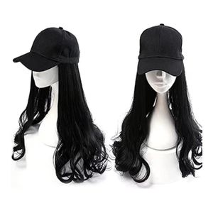 باروكه للنساء قبعه متوسطه الطول مموجه من الفايبر الحراري باللون الاسود 