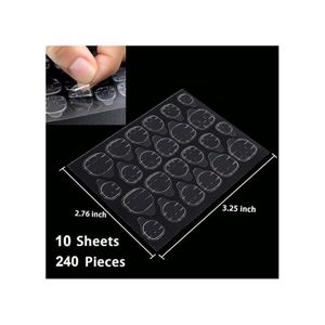 240 Pcs Thin Breathable Adhesive Tabs Fake Nail Glue Sticker 10 Sheets Super Sticky Double Sided Tips (Germany Jelly Gel) Flexible for Acrylic False Nails Manicure Tape (240 Pcs)