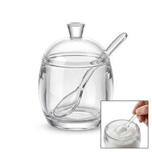 Acrylic Sugar Bowl with Lid and Spoon, Clear Candy Jar for Kitchen Serving