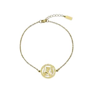 3Diamonds Gold Bracelet Round Engraved Delicate Chain Adjustable Fashion Women Jewelry Pharaoh Design 1 Piece