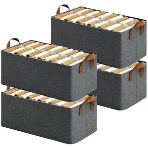 4PCS Collapsible Fabric Storage Cubes Organizer with Handles Foldable Storage Baskets for Organizing Toys, Books, Shelves, Closet, Large Storage Box with Handles (4 PCS, Big Storage Box)