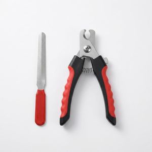 Baba Meow Professional Pet Nail Clipper and Metal File Set for Dogs and Cats Ergonomic Non-Slip Handle Heavy Duty Stainless Steel Blades Safety Guard Grooming Trimmer Tool, Red
