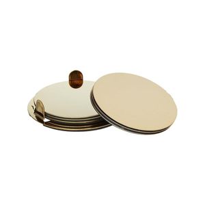 Glattis Coasters with Holder, Brass Color