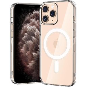 جراب موبايل مغناطيس متوافق مع ماج سيف، حماية قياسية عسكرية مقاوم للاصفرار، جراب موبايل مغناطيس مضاد للصدمات لموبايل آيفون 11 برو ماكس- شفاف