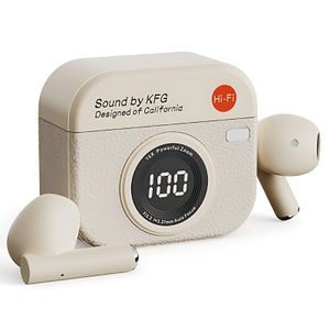 GtyGo Bluetooth 5.4 Wireless Headphones Earphones Sport Earbuds Headset LED Display beige colour