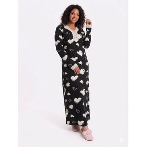 فستان منزلي نسائي بنقوش باللونين الأسود والأبيض