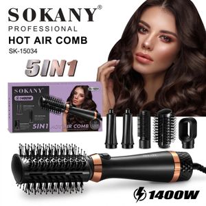 Sokany فرشاة هواء ساخن من سوكاني تساعد على تجفيف الشعر وتصفيفه اثناء توجيه الهواء للحصول على مظهر مرتب مع جراب لحفظ المنتج، 1400 واط، سلك دوار 360 درجة وحلقة للتعليق