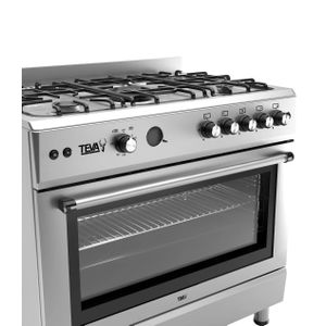 Teva F9L50GF PR AN Freestanding Gas Cooker, 90cm, 5 Burners + Oven, Stainless Steel