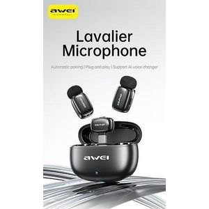 Awei Dual Wireless Lavalier Mic - Mk5 - Black