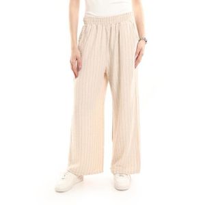 Red Circle Cotton Striped Linen Trousers - Light Beige