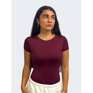 OUTDATED Round Neck Short Sleeve - Dark Maroon