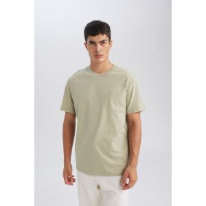 Defacto Man Crew Neck Regular Fit Short Sleeve T-Shirt - Lt.Khaki