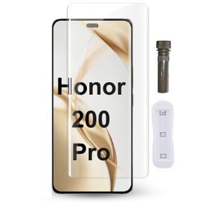 واقي شاشة، متوافق مع Honor 200 Pro 5G Tempered Glass Full Glue، من زجاج - شفاف