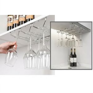 Under Shelf 3-Tier Glass Holder – Stainless Steel Coated, Space-Saving Design
