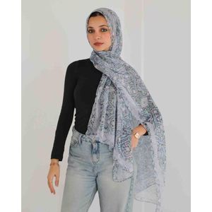 Tie Shop Digital Crinkled Scarf - Gray - Purple