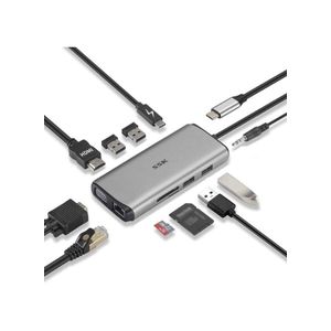SSK 11 in 1 Laptop Docking Station with Dual Monitors, USB C Dock MacBook Pro HDMI Multiport Adapter Hub with Ethernet,VGA,PD3.0 Powered,4USB,SD/TF CR for MacBook Air(Thunderbolt 3) Type C Devices