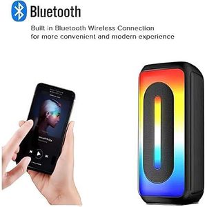 ZERO The Sub ZR-680S Bluetooth speaker features a microphone, RGB LED lighting, a rechargeable battery, and ports for Type-C, USB, AUX, and TF card playback, making it compatible with smartphones, TVs, tablets, and compute