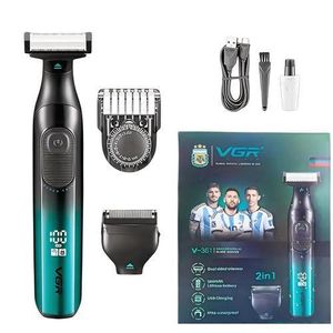 VGR 2-in-1 Cordless Shaver for Beard and Sensitive Areas - Waterproof with Smoothing Head and LED Display V-361