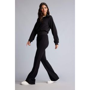 Defacto Flare Fit Ribbed Black Trousers