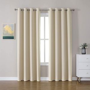Art Mood HOME CURTAINS Blackout - Steel Grommets Thermal Insulated Room Darkening - 1 Piece light biege 270W x 250L CM