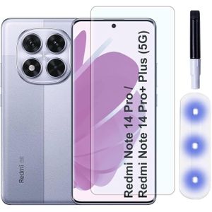 حامي شاشة لـ Redmi Note 14 Pro/Redmi Note 14 Pro Plus، واقي شاشة زجاجي مقوى مع تغطية كاملة بالدقة العالية وحافة منحنية ثلاثية الأبعاد، مقاوم للكسر والخدوش.