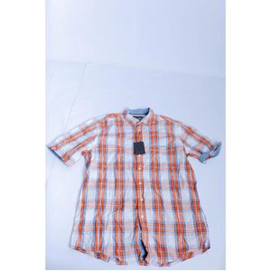Dalydress DALYDRESS Casual Plaids Short Sleeves Shirt - Orange & Navy Blue - Multicolour - L