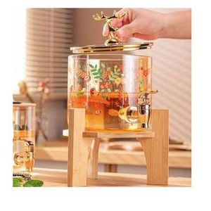 موزع مشروبات زجاجي حراري 2.6 لتر مع صنبور - أنيق وعملي ومثالي للمشروبات الباردة والساخنة.