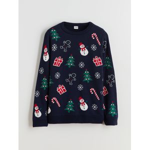 LC Waikiki Crew Neck New Year-Themed Boy's Knitwear Sweater