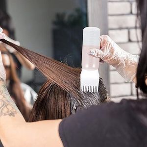 زجاجة فرشاة صبغ الشعر من مايا، مشط خفيف الوزن لتلوين جذور الشعر، زجاجات تطبيقية للأدوات الشعر، فرشاة صبغ الشعر مع مقياس مدرج لتلوين الشعر في الصالون، زيوت الصبغ و الأدوية 120 مل (عدد 1 أبيض)