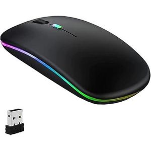 ماوس لاسلكي W10 بتقنية بلوتوث 5.2، مزود بمستقبل USB، وضعان للتشغيل مع إضاءة LED، قابل لإعادة الشحن، مناسب لأجهزة الكمبيوتر المحمولة والمكتبية واللوحية، أسود