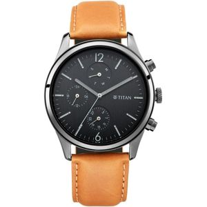 TITAN ساعة للرجال من تيتان (T1805NL02) - بيج داكن، بسوار, بيج داكن / تان، انالوج