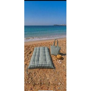 YARLIN مرتبة أرضية قابلة للطي ,وجهين -  مقاس 80*200 سم - تصميم كاروهات مينت 