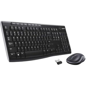 Logitech MK270 Wireless Keyboard and Mouse Combo for Windows, 2.4 GHz Wireless, Compact Wireless Mouse, 8 Multimedia and Shortcut Keys, 2-Year Battery Life, PC/Laptop, English/Arabic