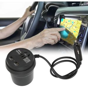 عاكس كهربائي للسيارة 150 وات تيار مستمر 12-24 فولت الى 110 فولت - 220 فولت مع منفذي USB، محول مقبس ولاعة السجائر لمحركات الأعمال والعطلات
