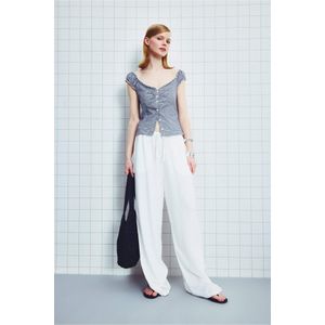 Defacto Wide Leg With Pockets Linen Blended Trousers