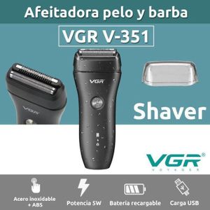 VGR ماكينة تنعيم اللحية بروفيشنال قابلة للشحن للاستعمال الرطب والجاف، اسود - V-351