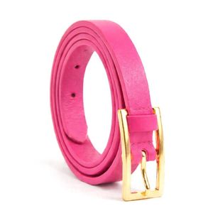 Leather Belt for Ladies and Girls, Gold Metal Buckle, Leather, Fuchsia, 822, 3, Pcs1