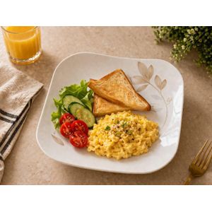 Breakfast Plate - Elegant 22cm Porcelain Set of 2 for Multi-Use. Chic Design Ideal for Lunch and Desserts Too. Made from Premium Durable Porcelain, Microwave and Dishwasher Safe. Easy to Clean and Sto