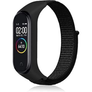سوار ساعة ذكية، متوافق مع Xiaomi Mi Band 6/Mi Band 5/Mi Band 4/Mi Band 3/Amazfit Band 5 for Women Men، من نايلون، تصميم جيد التهوية، مقاس قابل للتعديل - أسود