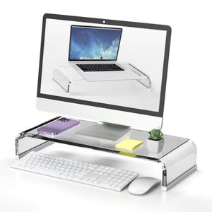 BEST MEDIA  Premium Acrylic Monitor Stand Riser a Transparent Computer Monitor Stand for a Laptop PC an Ergonomic Computer Riser for Desk- 52-1 cm - Premium - 1 Piece - Transparent