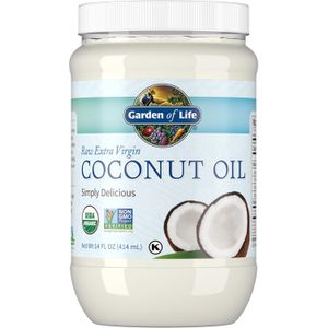 Garden Of Life Coconut Oil for Hair, Skin, Cooking - Raw Extra Virgin Organic Coconut Oil, 27 Servings - Pure Unrefined Cold Pressed Oil with MCTs for Body Care or Baking, Aceite de Coco Organico 